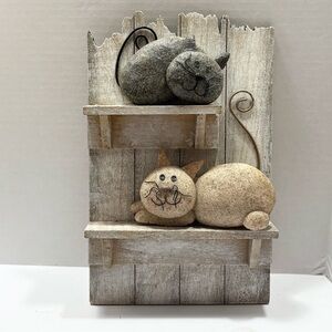River Stone Cats On. Wall Shelf decor